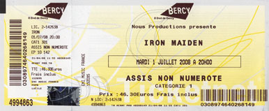 Scan place de concert : Iron Maiden l (P.O.P.B. - Paris 12e)